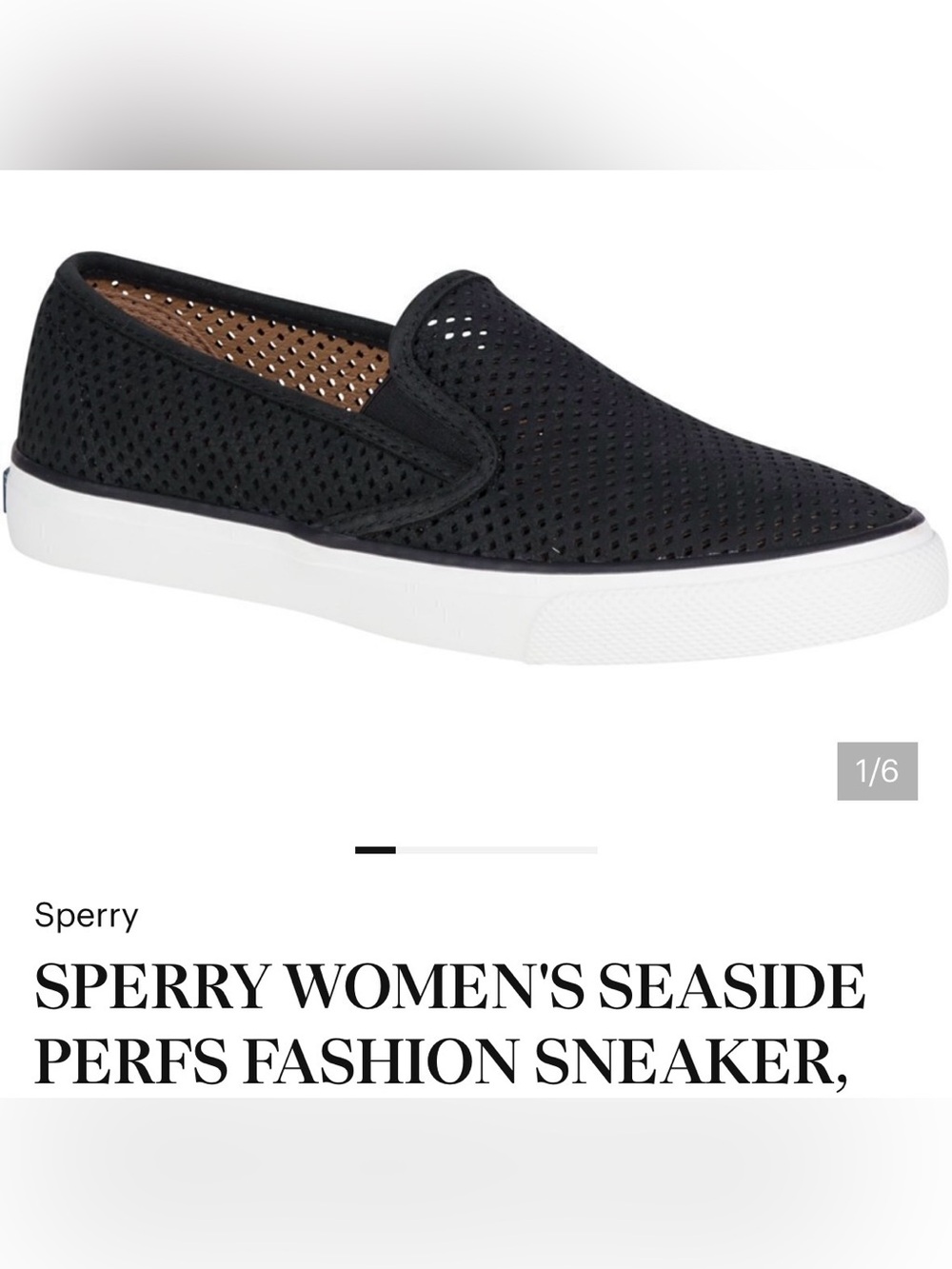 Sperry Women’s Black Perforated Slip-On Sneaker with White Sole